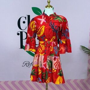 FARM Rio Red Tropical Print Mini Dress